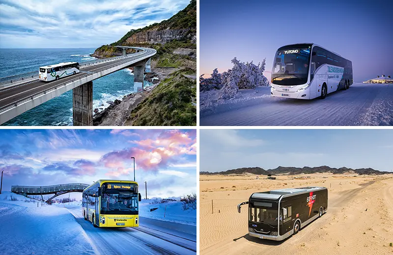 The E18PRO, U12, E11PRO, C12E, and T15E underwent extreme challenge tests in Kazakhstan, Norway, Saudi Arabia, Australia, and Finland, showcasing the solid performance of Yutong’s electric vehicles.